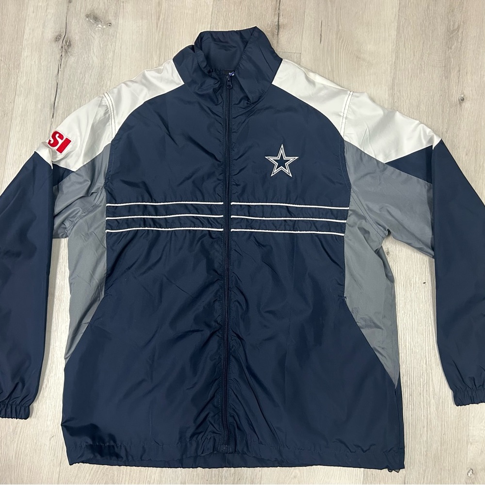 Dallas Cowboys Track Jacket Men’s Large NFL Windbreaker Full Zip 1990s vintage